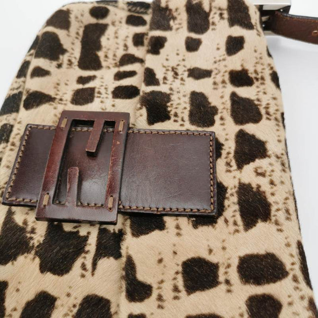 Sold Fendi Baguette Pony-style Calfskin Leather Brown Printed on Beige