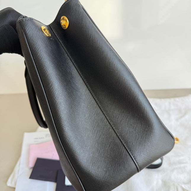Prada Galleria Saffiano Leather Large Black with Strap