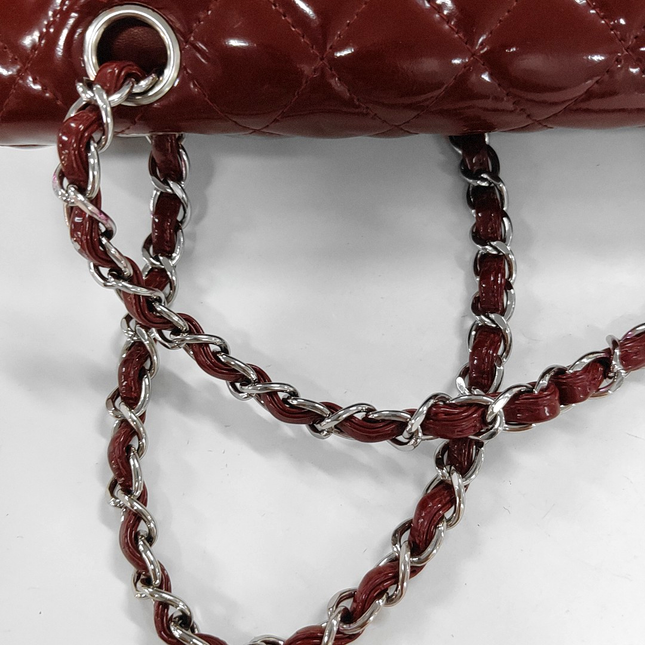 Chanel Classic Flap Medium Burgundy Patent Leather Silver HW, 2010-2011