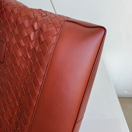 Bottega Veneta Cabat Large Intreccio Leather Tote Bag Burgundy Brick Red