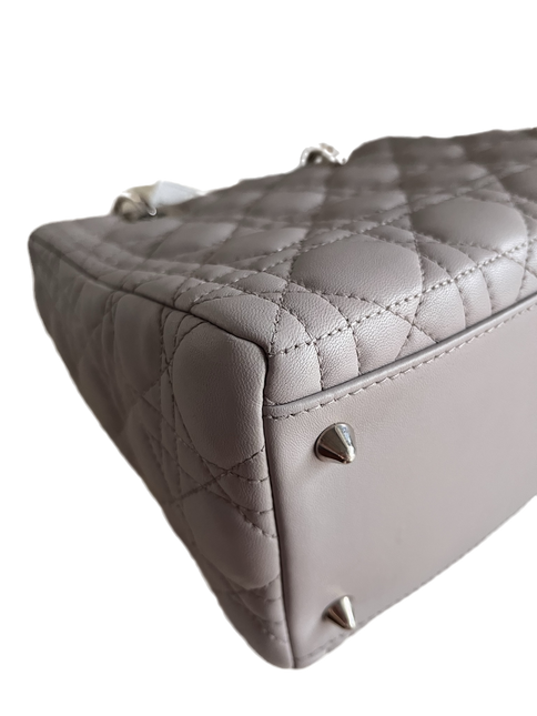 Sold Lady Dior Grey Cannage Leather Medium no strap