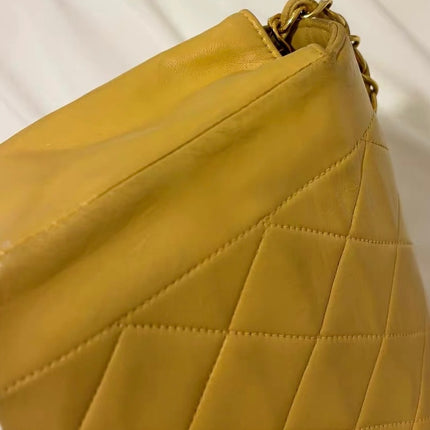 Chanel Diana CC Flap Bag Small Vintage Yellow Lambskin Leather with 24k Gold HW, 1991-1994