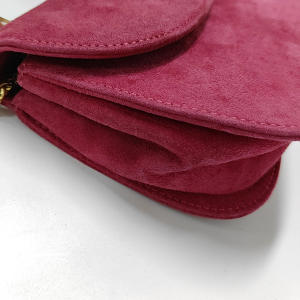 Gucci Bamboo 1947 Night Super Mini Pink Suede Evening Bag with Chain