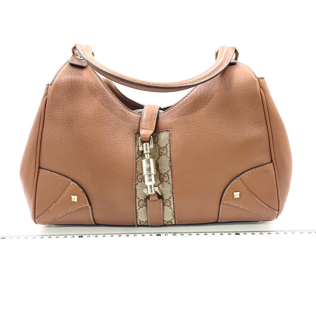 Gucci Piston Lock Brown Bardot Small Vintage Handbag