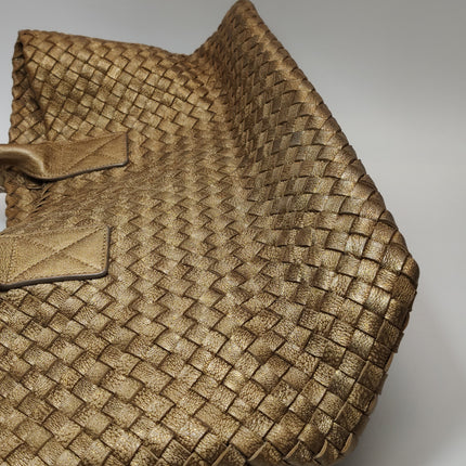 Bottega Veneta Cabat PM Intreccio Leather Tote Bag Gold 32cm