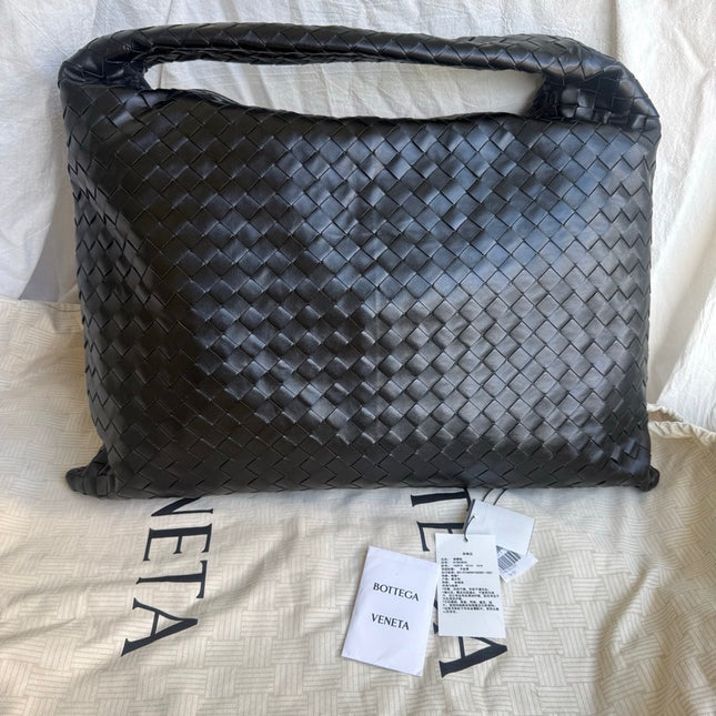 Bottega Veneta Hop Black Intrecciato Leather Maxi Hobo Bag 54cm