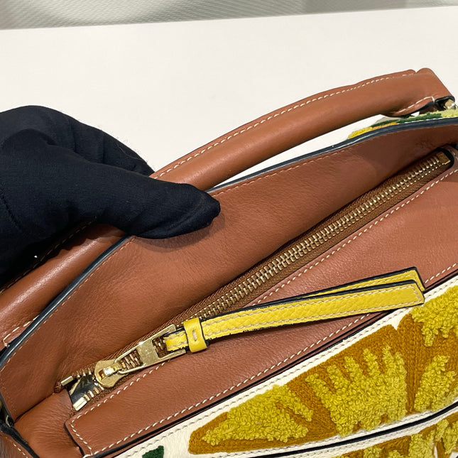 Loewe x William De Morgan Puzzle Small Embroidered Brown Yellow Multicolor