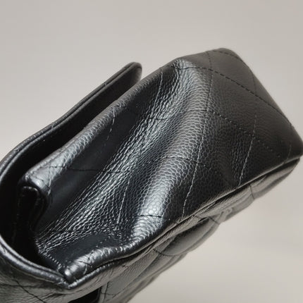 Chanel Classic Flap Jumbo Black Caviar Leather Single Flap 24k Gold Hardware 2008