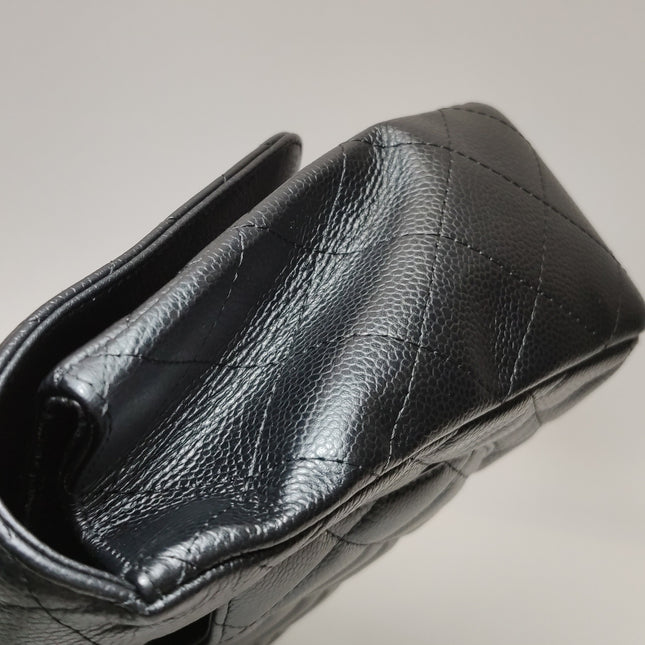 Chanel Classic Flap Jumbo Black Caviar Leather Single Flap 24k Gold Hardware 2008