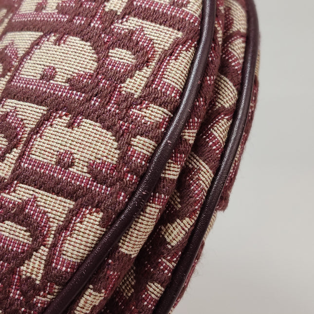 Dior Saddle Medium Burgundy Oblique Monogram Canvas with Strap
