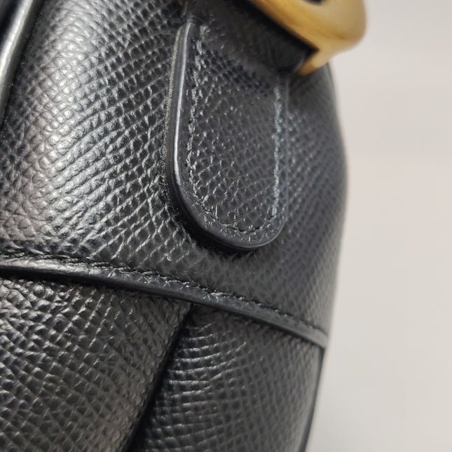 Dior Saddle 2020 Medium Grained Calfskin Leather Bag Black