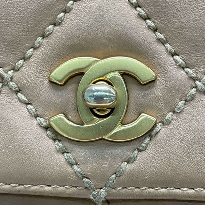 Chanel Wild Stitch Flap Beige Leather with Stitching Detail