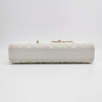 Sold Lady D-Joy Mini Handbag Microcannage Technical Fabric White with Two Straps