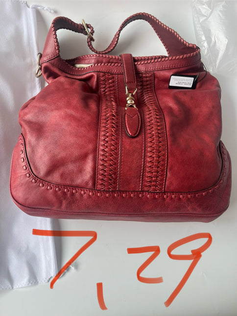 Gucci Jackie 1961 Large Red Calfskin Leather With Long Strap