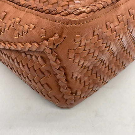 Loewe Puzzle Small Leather Woven Braided Tan Brown Crossbody Bag
