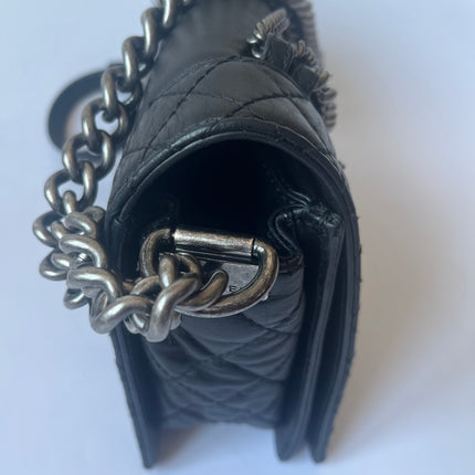 Chanel Enchained Boy Bag 2012 Black Leather Medium Flap Bag