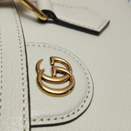 Gucci Diana Small East West Cream White Leather Bag Bamboo Handle with Strap