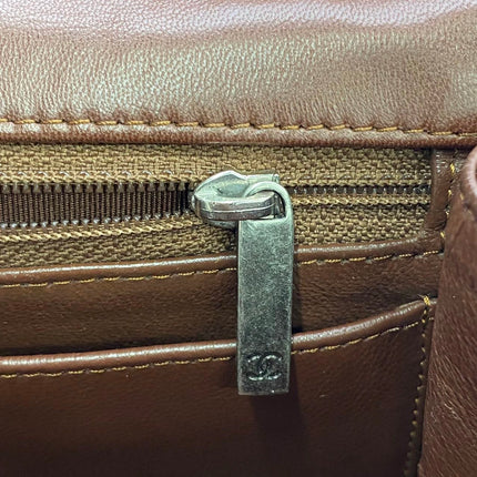 Chanel Classic Flap Maxi Chocolate Brown Lambskin Leather Single Flap Silver Hardware