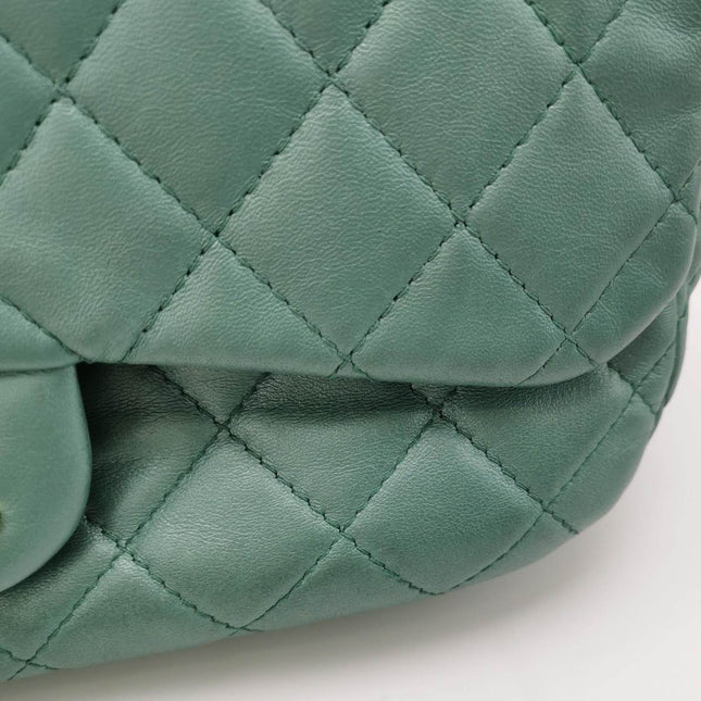 Chanel Classic Flap 2011 Large Teal Green Gem CC Turn lock