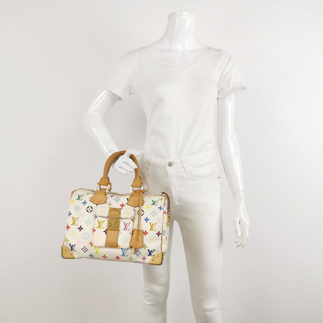 Louis Vuitton x Takashi Murakami Speedy 30 Lock White Multicolor