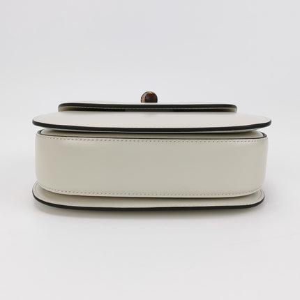 Gucci Bamboo 1947 Top Handle Bag Small White Box Leather Canvas Strap