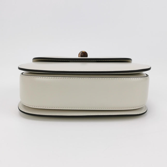 Gucci Bamboo 1947 Top Handle Bag Small White Box Leather Canvas Strap