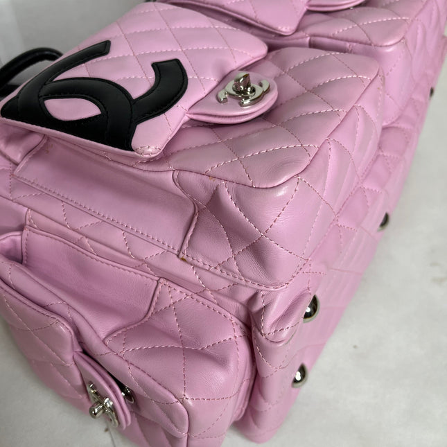 Chanel Cambon Large Pink Calfskin Leather Double Strap Handbag