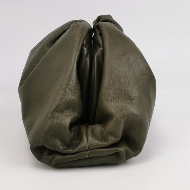 Bottega Veneta Pouch Calfskin Leather Dark Olive Green Large