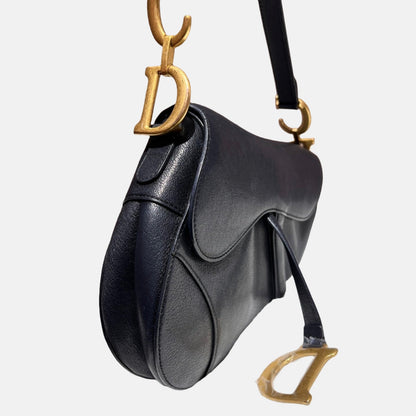 Dior Saddle 2020 Medium Goatskin Leather Bag Black