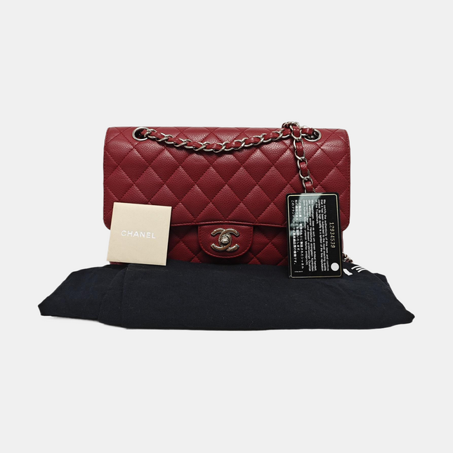 Chanel Classic Flap Medium 2008 Burgundy Caviar Leather Silver Hardware