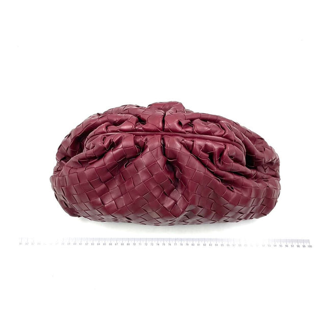 Bottega Veneta Pouch Large Intrecciato Leather Clutch Burgundy
