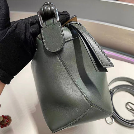 Loewe Puzzle Edge Braided Handle Small Dark Green Nappa Calfskin leather Crossbody bag