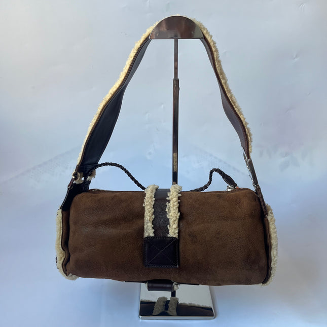 Dior Flight Medium Shoulder Bag Tan Brown Shearling