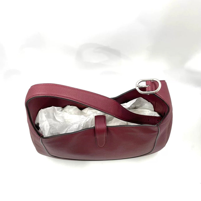 Gucci Jackie 1961 Burgundy Large Pebbled Leather Shoulder Bag with Strap