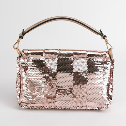 Fendi Baguette Mini Pink Glitter Sequins Valentine's Special Crossbody Bag