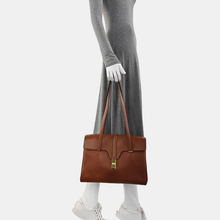 Celine Soft 16 Bag Medium Caramel Natural Tan Smooth Satin Calfskin Leather