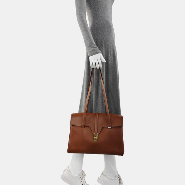 Celine Soft 16 Bag Medium Caramel Natural Tan Smooth Satin Calfskin Leather