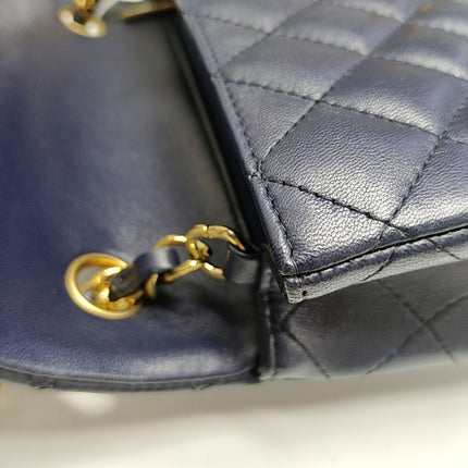Chanel Classic Flap Rectangular Mini 2015 Navy Lambskin Gold Hardware