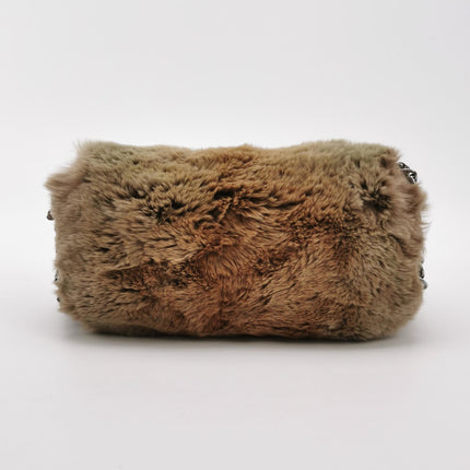 Chanel Fur Flap Bag Brown Grey Chincilla Bag Multi-Layer Chain