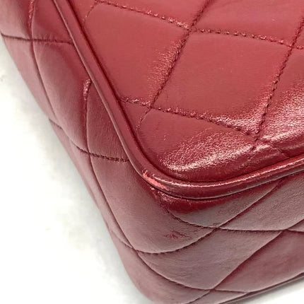 Chanel Vintage Camera Bag Red Lambskin Leather Gold Bajou Chain