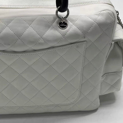 Chanel Cambon Multi-pocket Ligne Reporter Bag Large White Calfskin Leather