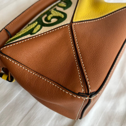 Loewe x William De Morgan Puzzle Mini Embroidered Brown Yellow Multicolor
