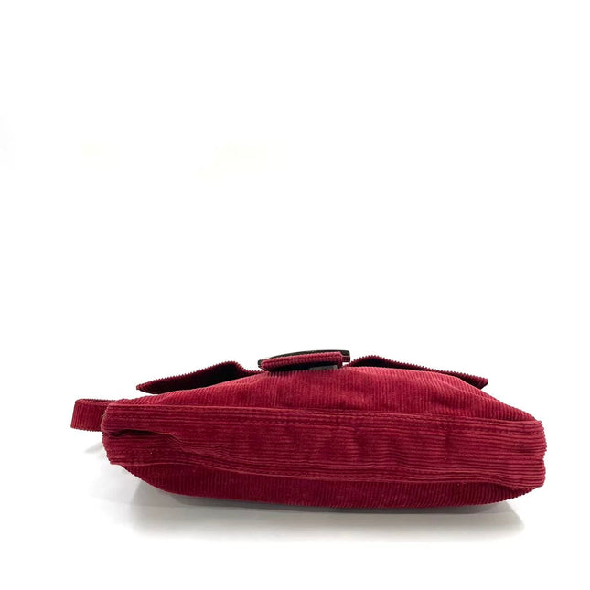 FENDI Baguette Vintage Red Corduroy Shoulder Bag