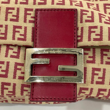Fendi Mamma Baguette Red Classic Zucchino Monogram Shoulder Bag