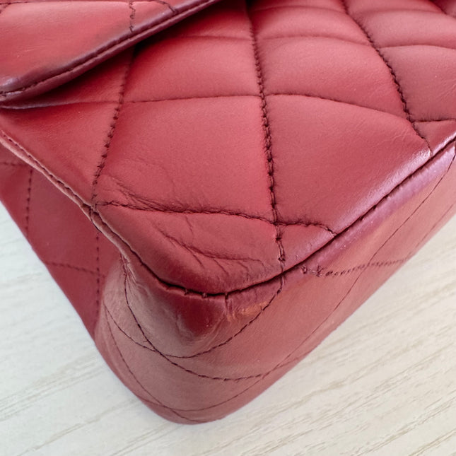 Chanel Classic Flap Burgundy Lambskin Leather Gunmetal Grey HW, 2011-2012