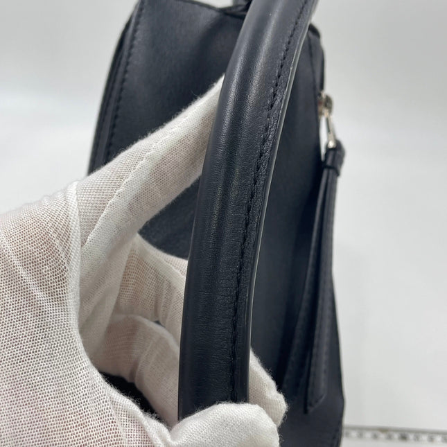 Loewe Puzzle Small Black Smooth Leather White Logo With Metal Feet