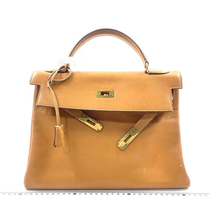 Hermes Kelly 32 Retourne 1976 Gold Box Leather Gold Hardware