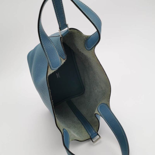 Hermes Picotin 18 Clemence Taurillon Leather Blue Jean 2015