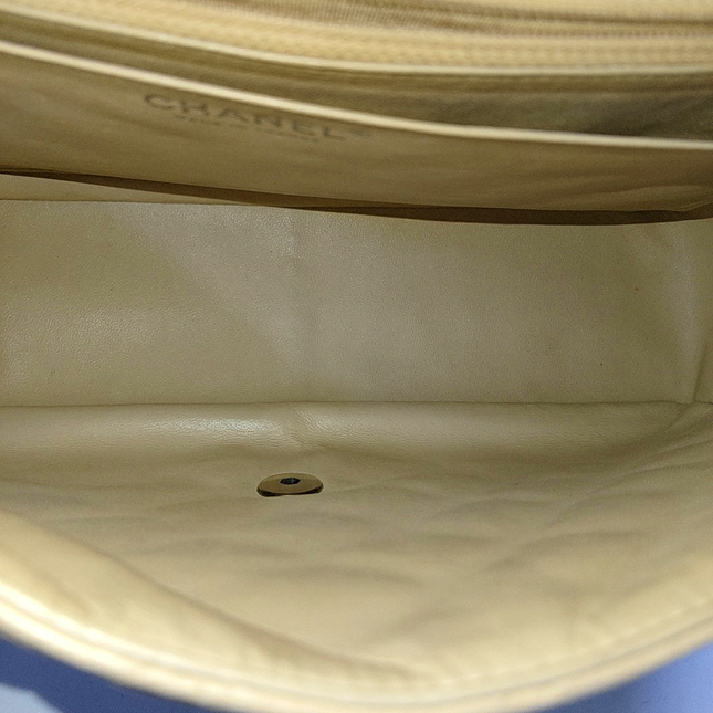 Chanel Classic Flap Jumbo 2009 Beige Caviar Leather Single Flap Silver Hardware
