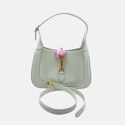 Gucci Jackie 1961 White Leather Bag with Adjustable Strap Size Small-Luxbags